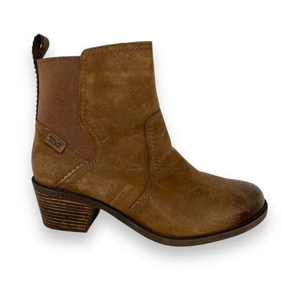 Teva 7.5 Womens Anaya Chelsea Waterproof Brown Booties Seamsealed - Picture 1 of 9